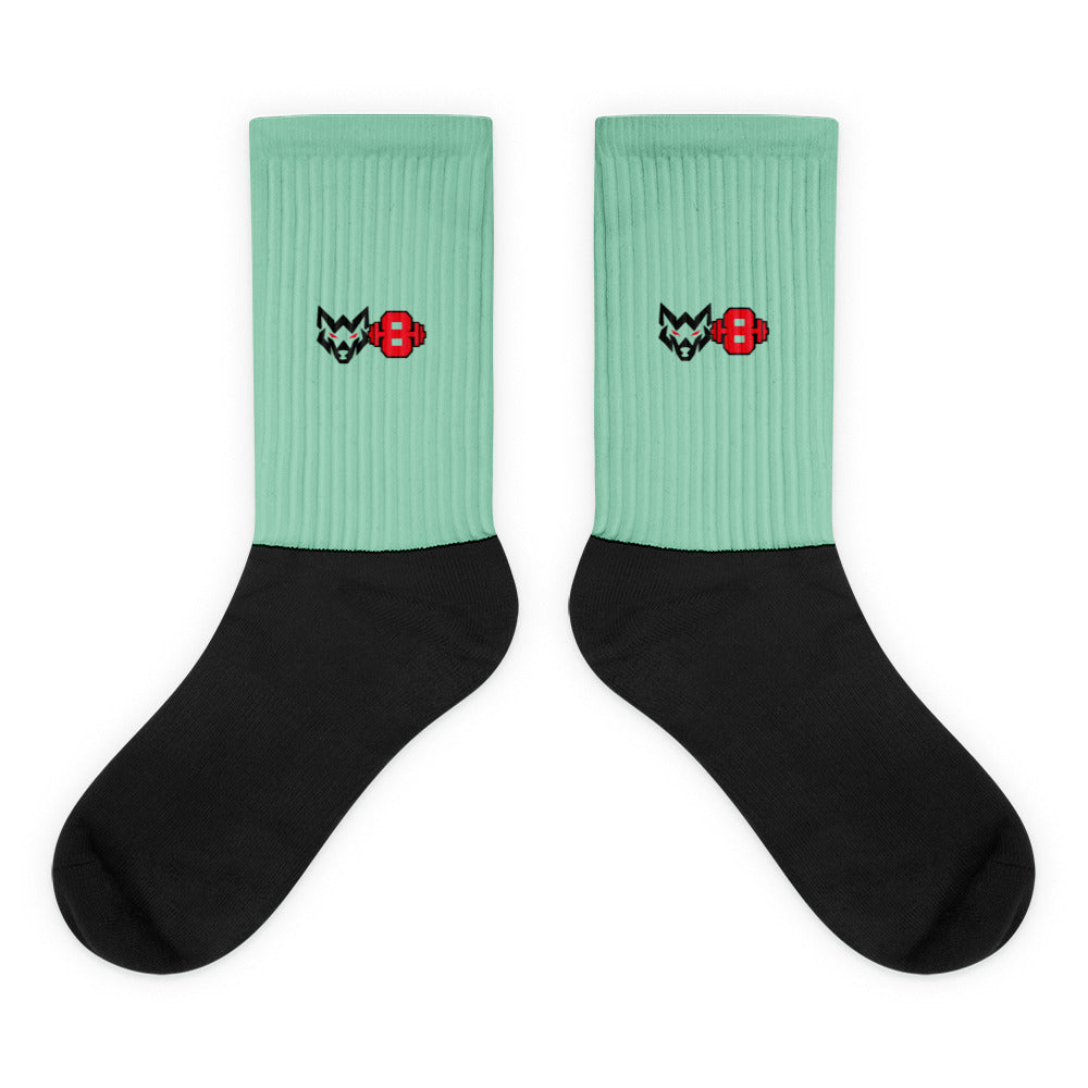 W8WOLF Emblem Crew Socks in Mint with black feet