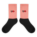 W8WOLF Emblem Crew Socks in Coral with black feet
