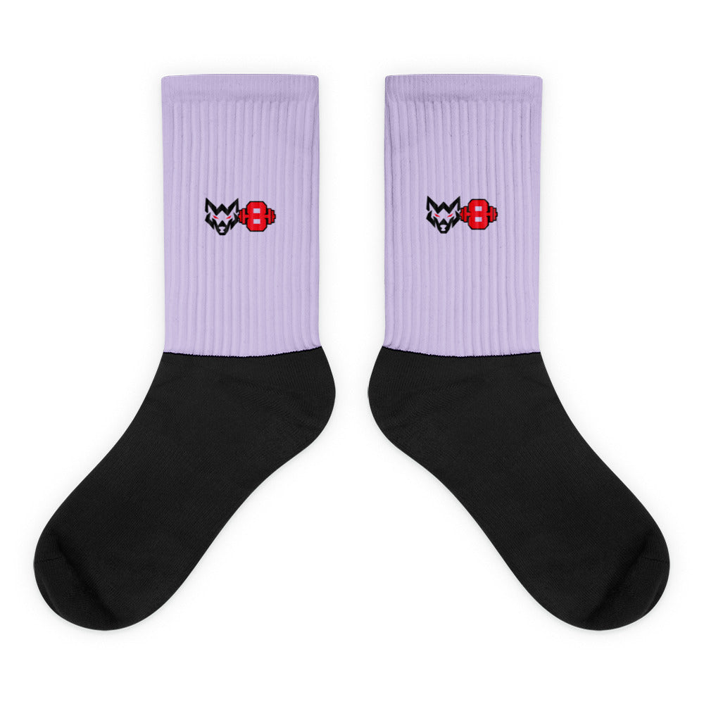 W8WOLF Emblem Crew Socks in Lavender with black feet