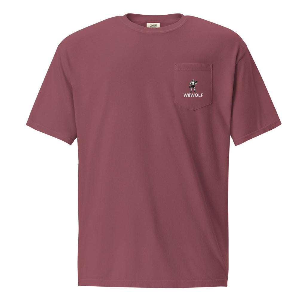 W8WOLF Iron Curl Pocket Tee — Brick