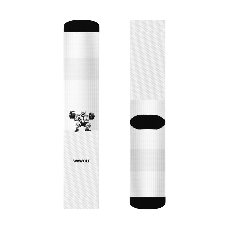 Medium cushioned socks with original squat wolf and separate upright W8WOLF wordmark