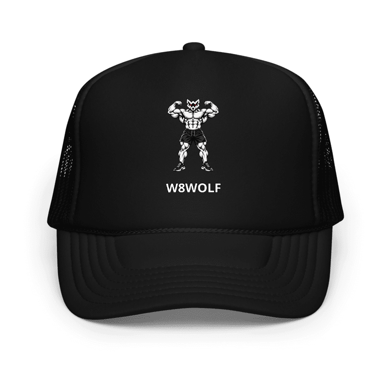 Black Iron Flex Foam Trucker front actual Printful mockup