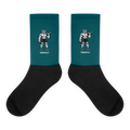 Teal curl wolf socks with separate white W8WOLF wordmark