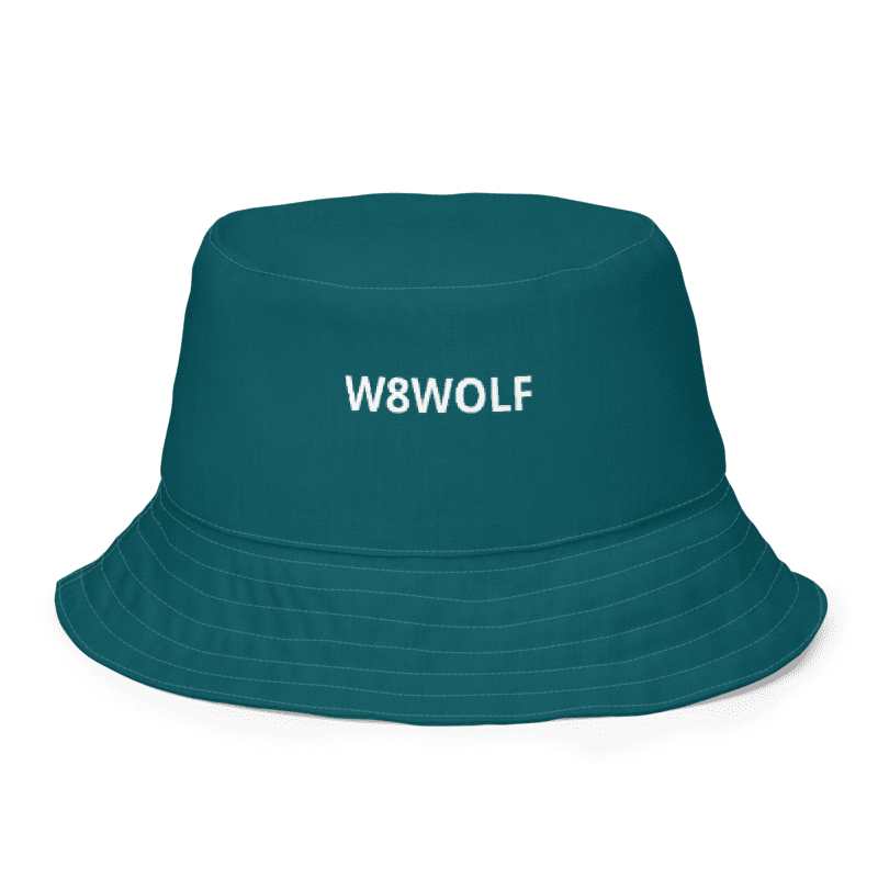 Teal black reversible bucket hat back actual Printful mockup